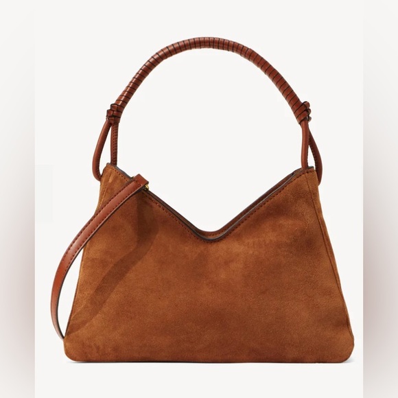 STAUD Handbags - STAUD Valerie Suede Shoulder Bag Tan